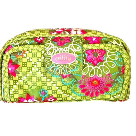 Oilily Handbags - OILILY pink and green floral TRAVEL cosmetics bag